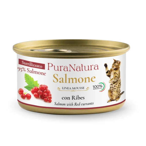 PuraNatura Sterilised Cat Salmon & Red Currants 85g, lašiša ir raudonieji serbentai, šlapias maistas sterilizuotoms katėms