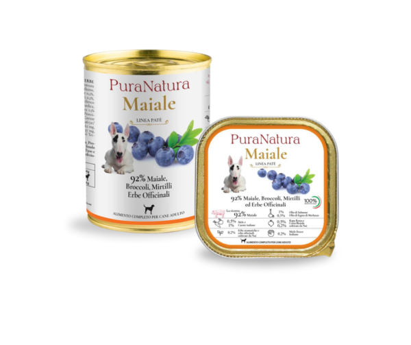 PuraNatura Dog Pork & Blueberries. Kiaulienos ir mėlynių šlapias šunų maistas