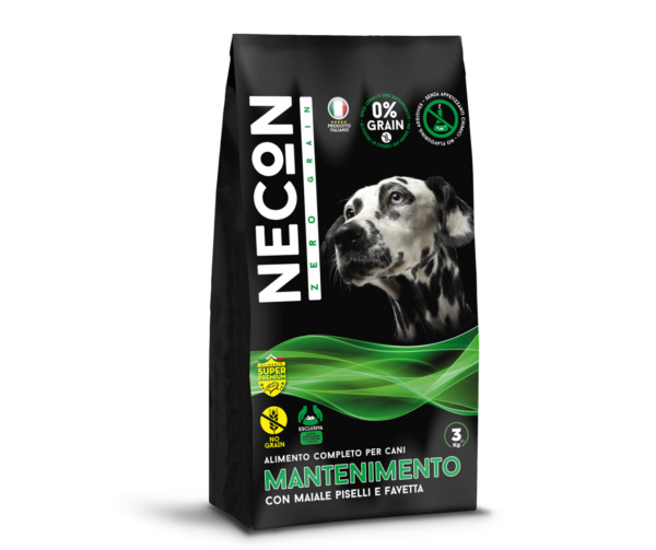 Necon Zero Grain Mantenimento Pork, Pea, Horse Bean begrūdis - Begrūdis, sausas maistas šunims - Kiauliena