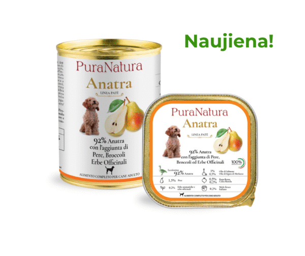 PuraNatura Dog Duck & Pears. Anties ir kriaušių šlapias šunų ėdalas